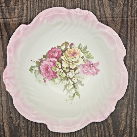 Vintage Arzberg Germany Pink Floral Bowl 10" - Picture 6 of 10